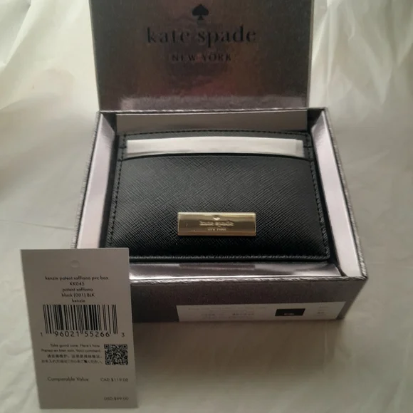 New Kate Spade Kenzie Black Card Holder NWT With Gift Box 🦋 - Picture 2 of 12